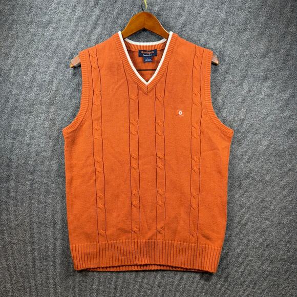 Southpole Signature Series Sweater Vest Men's Large Orange Cable Knit - Picture 1 of 8